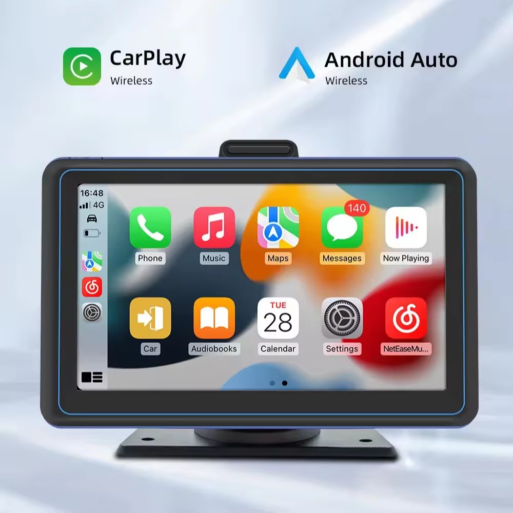 Portable 7" Screen Wireless Carplay & Android Auto Carscreen Monitor Radio FM Display Car Stereo Movie Media Carplay